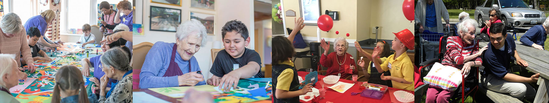 Collage of images of elderly people with young people for the Building Bridges Program